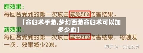 【命归术手游,梦幻西游命归术可以加多少血】-第2张图片
