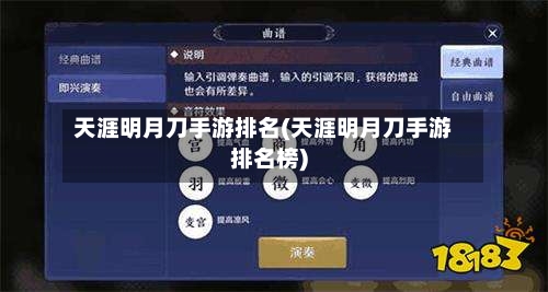 天涯明月刀手游排名(天涯明月刀手游排名榜)