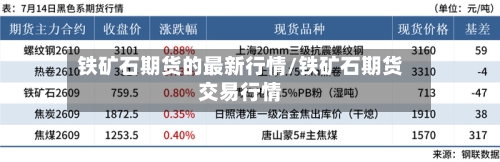 铁矿石期货的最新行情/铁矿石期货交易行情