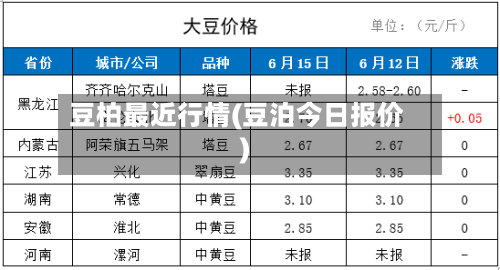豆柏最近行情(豆泊今日报价)
