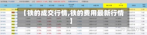 【铁的成交行情,铁的费用最新行情】-第2张图片