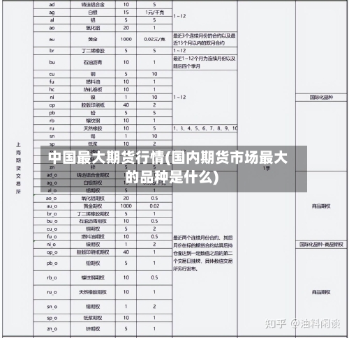 中国最大期货行情(国内期货市场最大的品种是什么)