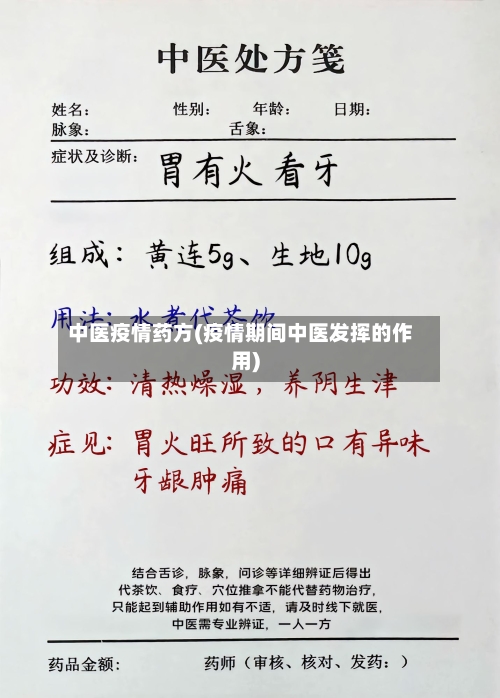 中医疫情药方(疫情期间中医发挥的作用)