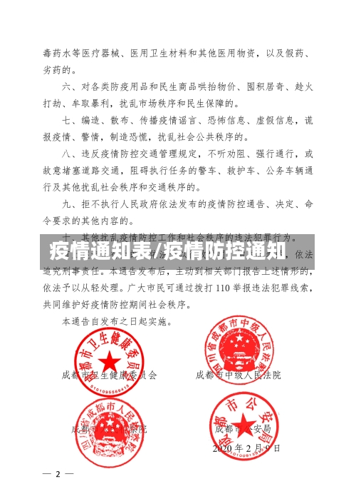 疫情通知表/疫情防控通知