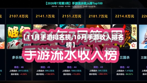 【11月手游排名榜,10月手游收入排名榜】-第3张图片