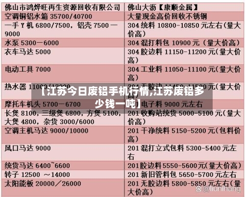 【江苏今日废铝手机行情,江苏废铝多少钱一吨】-第3张图片