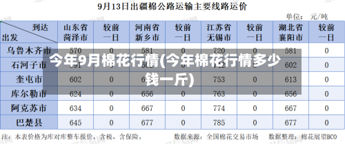 今年9月棉花行情(今年棉花行情多少钱一斤)